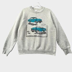 Vintage National Chevrolet Association Sweatshirt Mens Medium Gray Cars Graphic